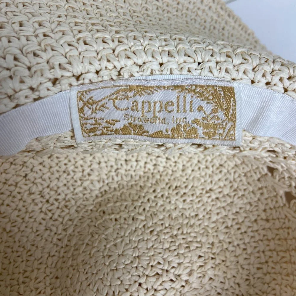 Cappelli Straworld Ivory Floppy Sun Hat  Folds up Travel Sz 22.5